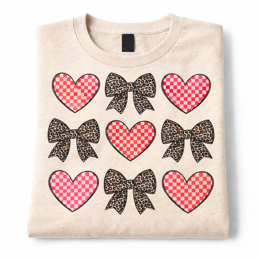 Hearts/Cheetah Bow Coquette