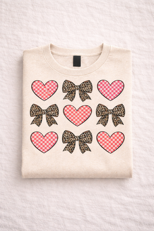 Hearts/Cheetah Bow Coquette