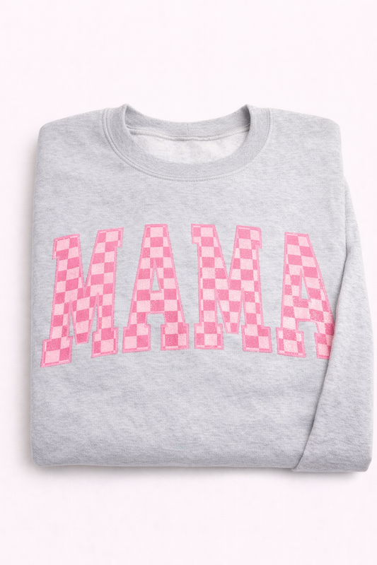 Pink Glitter Checkered Mama